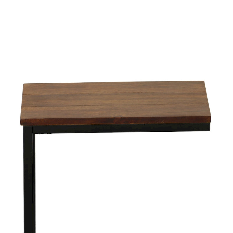 Carolina Living Aggie C-Form Accent Table - Harvest Oak Top - Aged Iron Base