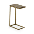 Carolina Living Aggie C-Form Accent Table - Harvest Oak Top - Aged Iron Base