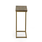 Carolina Living Aggie C-Form Accent Table - Harvest Oak Top - Aged Iron Base