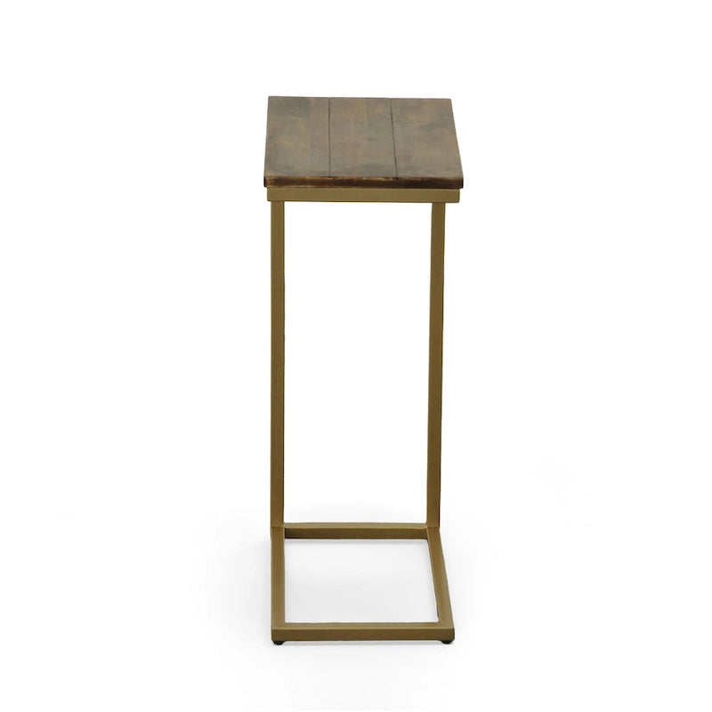 Carolina Living Aggie C-Form Accent Table - Harvest Oak Top - Aged Iron Base