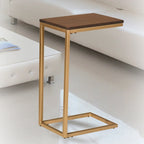 Carolina Living Aggie C-Form Accent Table - Harvest Oak Top - Aged Iron Base