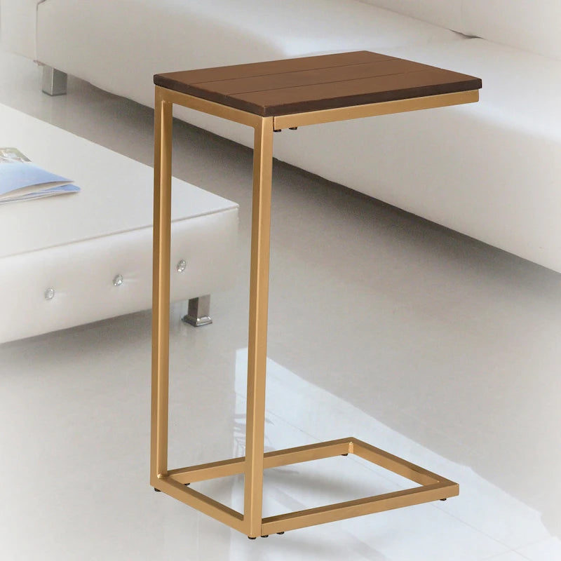 Carolina Living Aggie C-Form Accent Table - Harvest Oak Top - Aged Iron Base