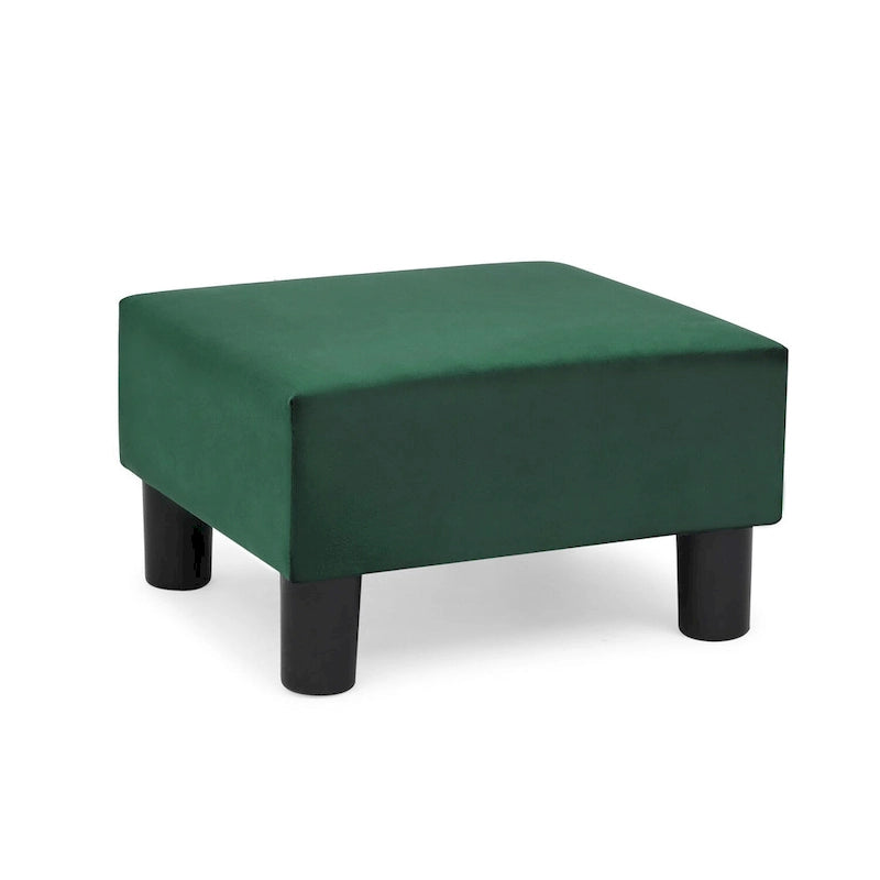 Adeco Small Square Footstool Ottoman Modern Fabric Footrest Stool
