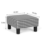 Adeco Small Square Footstool Ottoman Modern Fabric Footrest Stool