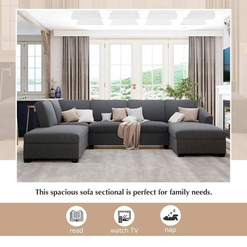 Modern U Shaped Oversized Chaise Sofa