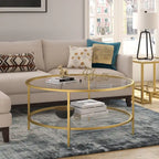 Sivil 36 Wide Round Coffee Table with Glass Top - 36 Wide