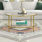 Sivil 36 Wide Round Coffee Table with Glass Top - 36 Wide