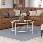 Sivil 36 Wide Round Coffee Table with Glass Top - 36 Wide