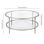 Sivil 36 Wide Round Coffee Table with Glass Top - 36 Wide