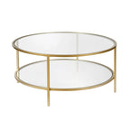 Sivil 36 Wide Round Coffee Table with Glass Top - 36 Wide