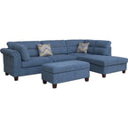 Diego 103.5 Fabric Sectional Sofa with Right Facing Chaise, Storage Ottoman, and 2 Accent Pillows