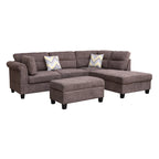 Diego 103.5 Fabric Sectional Sofa with Right Facing Chaise, Storage Ottoman, and 2 Accent Pillows