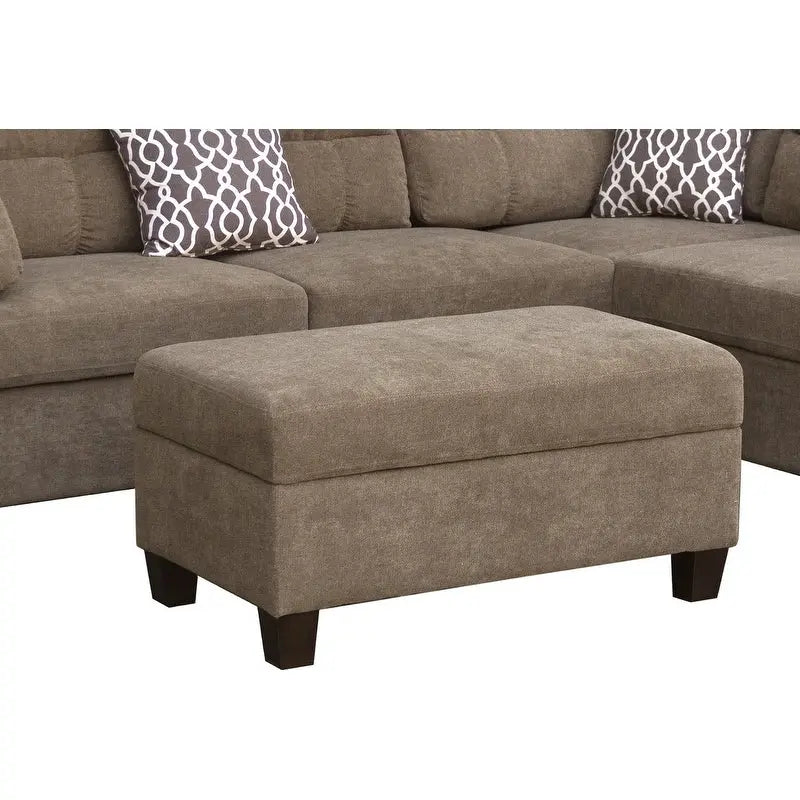 Diego 103.5 Fabric Sectional Sofa with Right Facing Chaise, Storage Ottoman, and 2 Accent Pillows