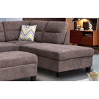 Diego 103.5 Fabric Sectional Sofa with Right Facing Chaise, Storage Ottoman, and 2 Accent Pillows