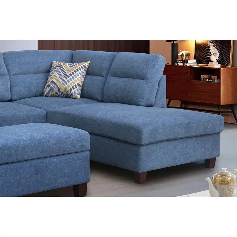 Diego 103.5 Fabric Sectional Sofa with Right Facing Chaise, Storage Ottoman, and 2 Accent Pillows