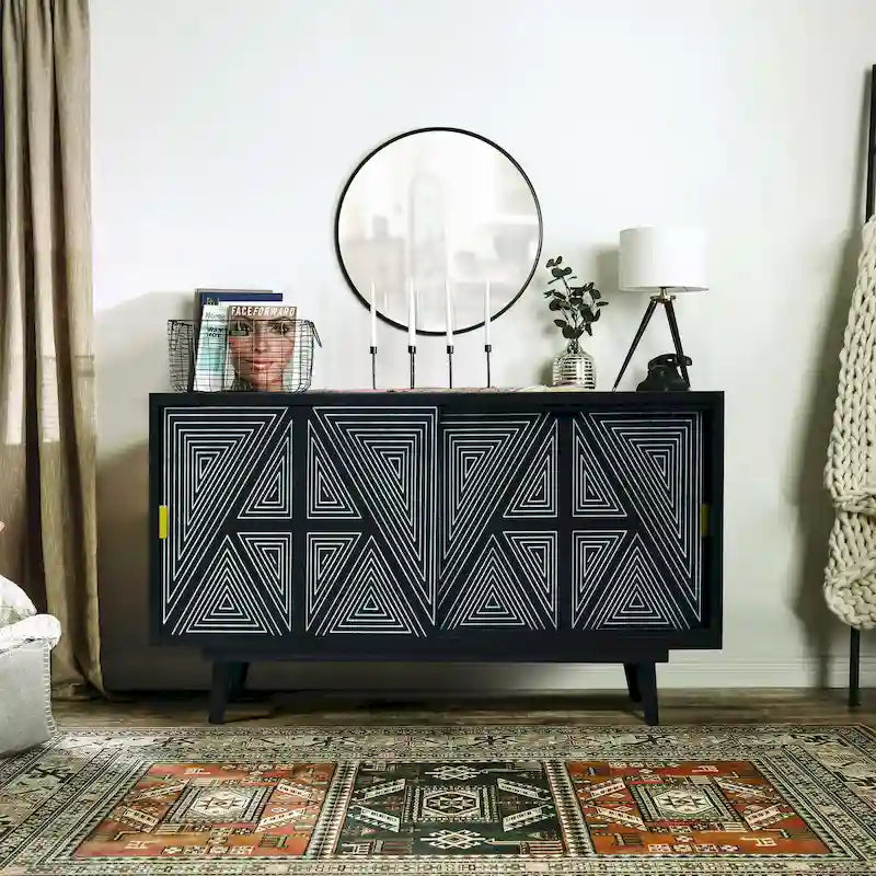 Madia Bidi in legno massello stile Mid-Century Modern a 2 ripiani di Furniture of America