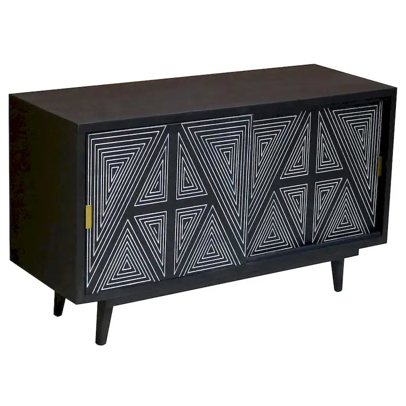Madia Bidi in legno massello stile Mid-Century Modern a 2 ripiani di Furniture of America