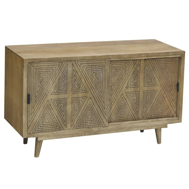 Madia Bidi in legno massello stile Mid-Century Modern a 2 ripiani di Furniture of America