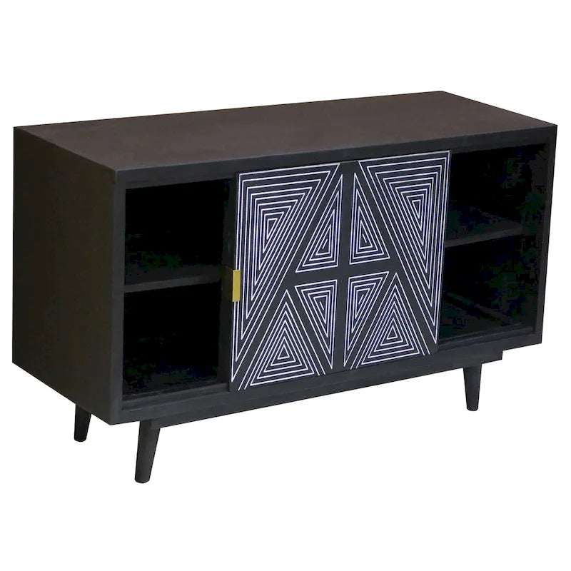 Madia Bidi in legno massello stile Mid-Century Modern a 2 ripiani di Furniture of America