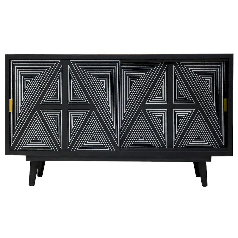 Madia Bidi in legno massello stile Mid-Century Modern a 2 ripiani di Furniture of America