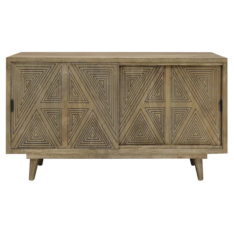 Madia Bidi in legno massello stile Mid-Century Modern a 2 ripiani di Furniture of America