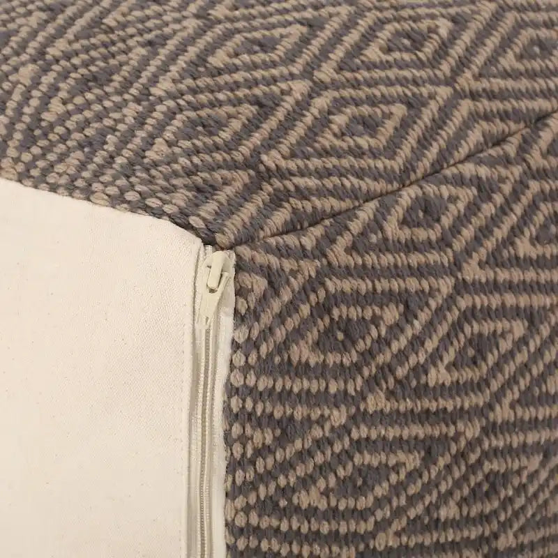 Boven Hand-Crafted Cotton Cube Pouf by Christopher Knight Home