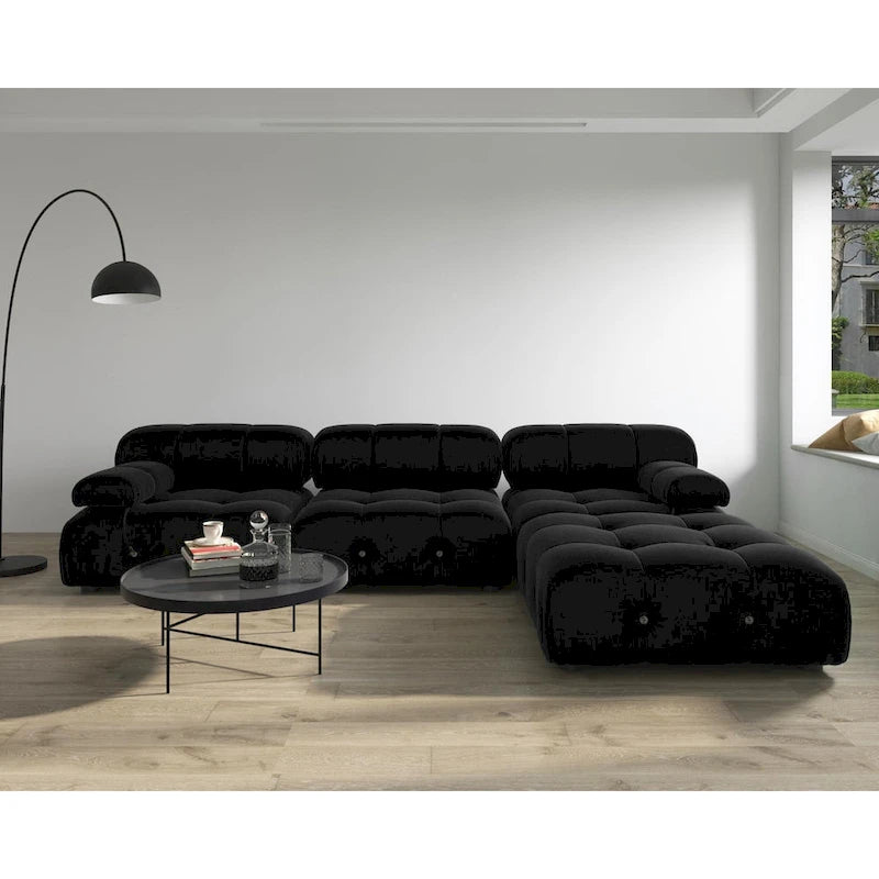 Divano componibile modulare Black Velvet a combinazione libera