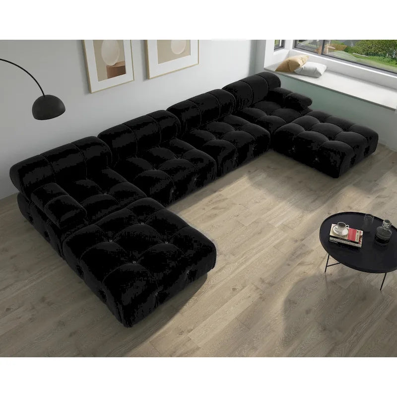 Divano componibile modulare Black Velvet a combinazione libera