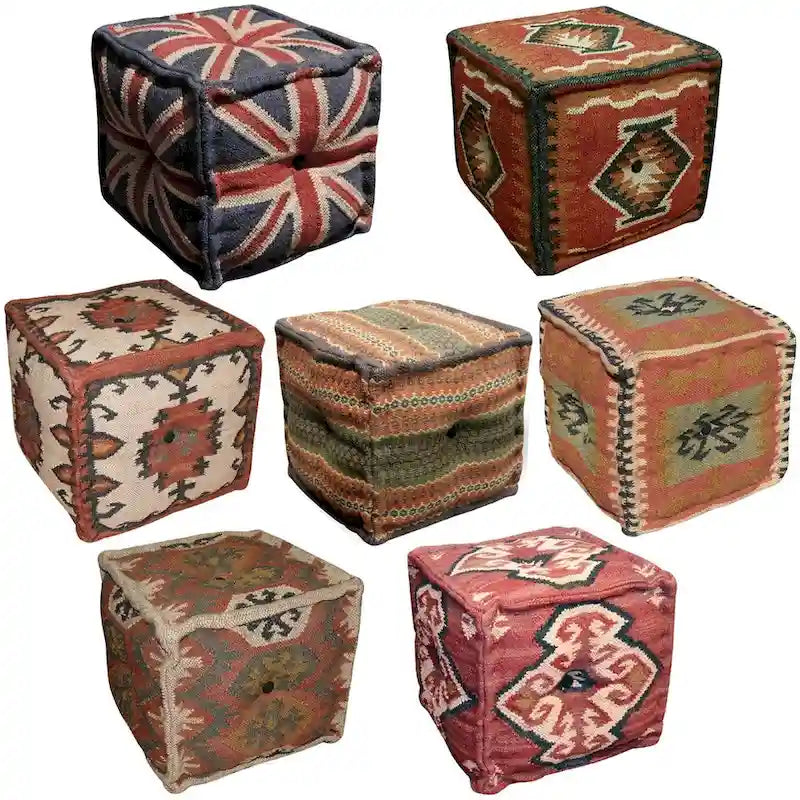 Pouf kilim in lana e iuta fatto a mano HERAT ORIENTAL