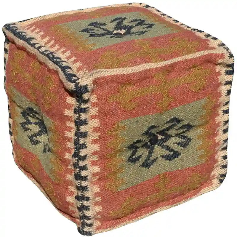 Pouf kilim in lana e iuta fatto a mano HERAT ORIENTAL