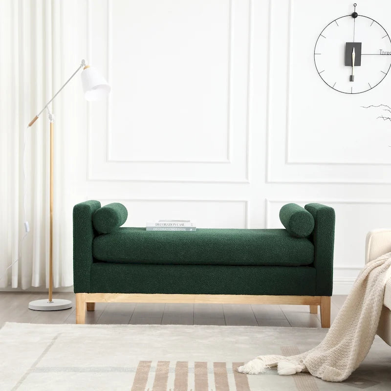 Elegant Upholstered Bench,with Wood Legs
