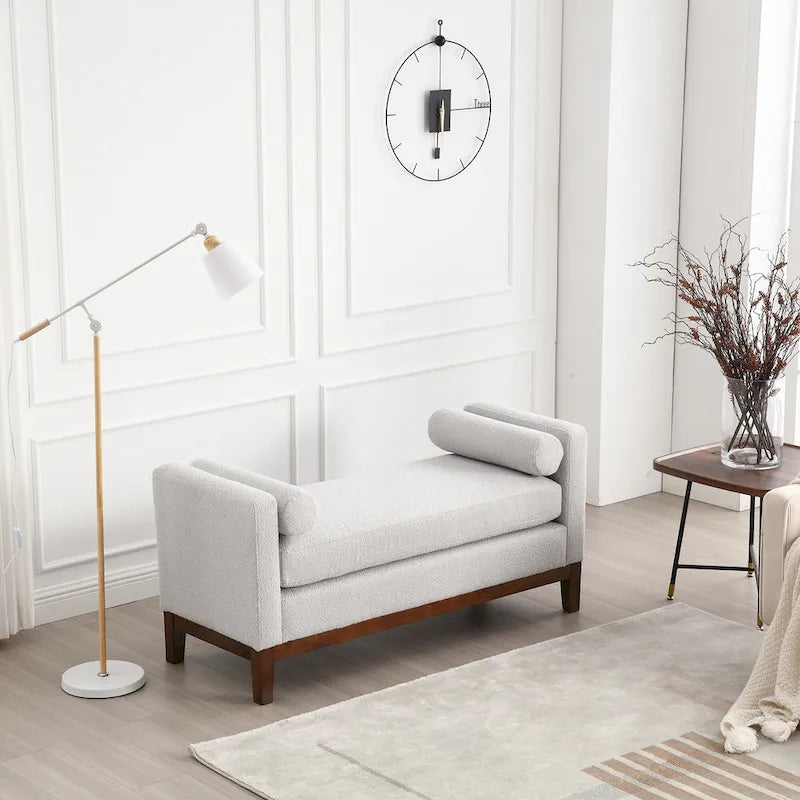 Elegant Upholstered Bench,with Wood Legs