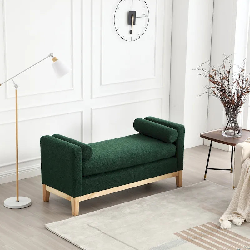Elegant Upholstered Bench,with Wood Legs