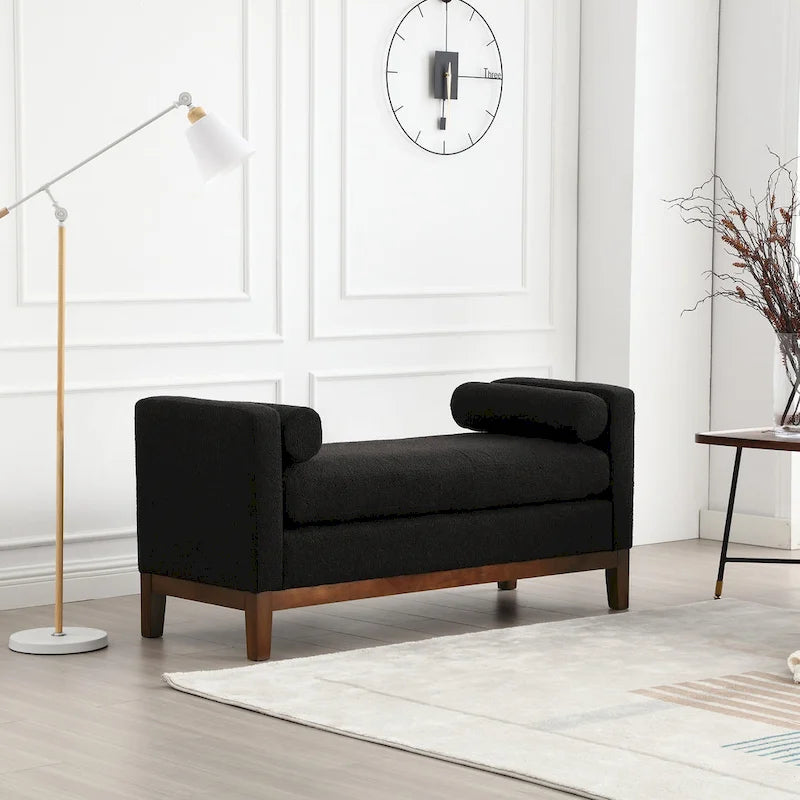 Elegant Upholstered Bench,with Wood Legs