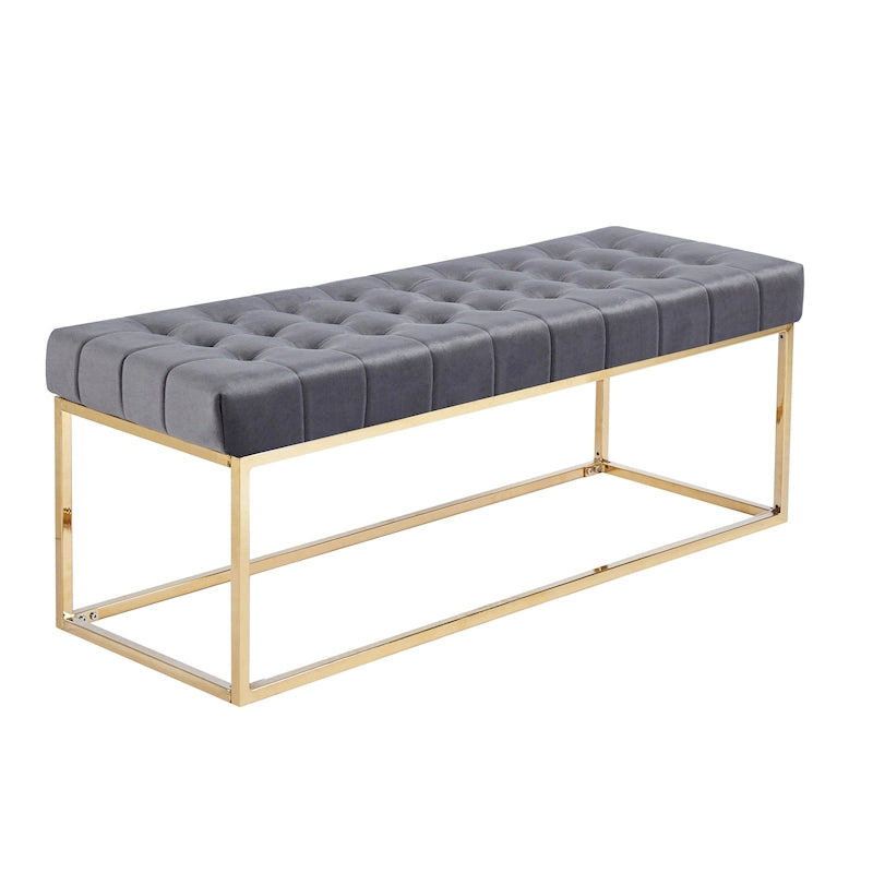 Porthos Home Wenn Tufted Velvet Bench with Gold Chrome Legs