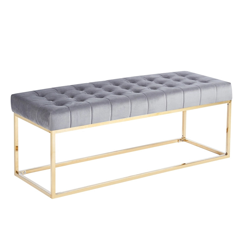 Porthos Home Wenn Tufted Velvet Bench with Gold Chrome Legs