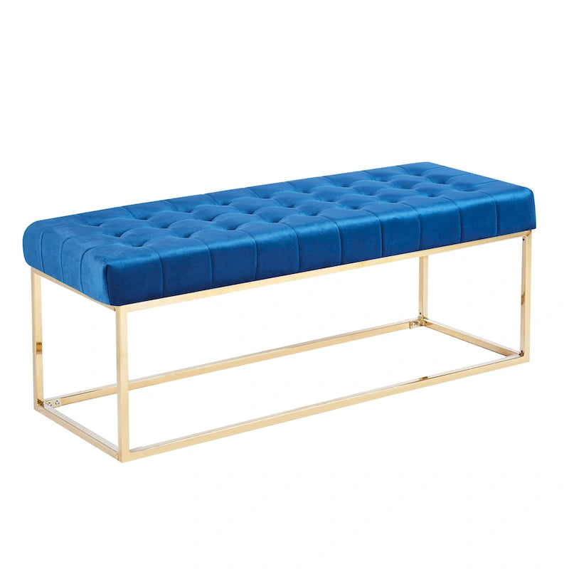 Porthos Home Wenn Tufted Velvet Bench with Gold Chrome Legs