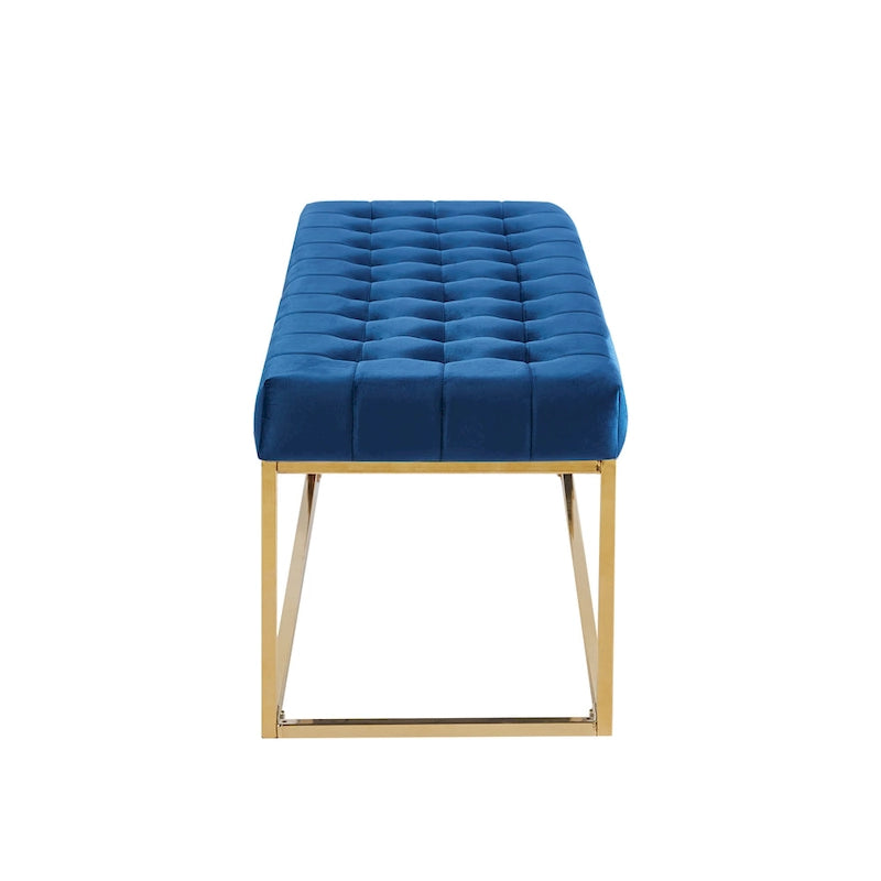 Porthos Home Wenn Tufted Velvet Bench with Gold Chrome Legs