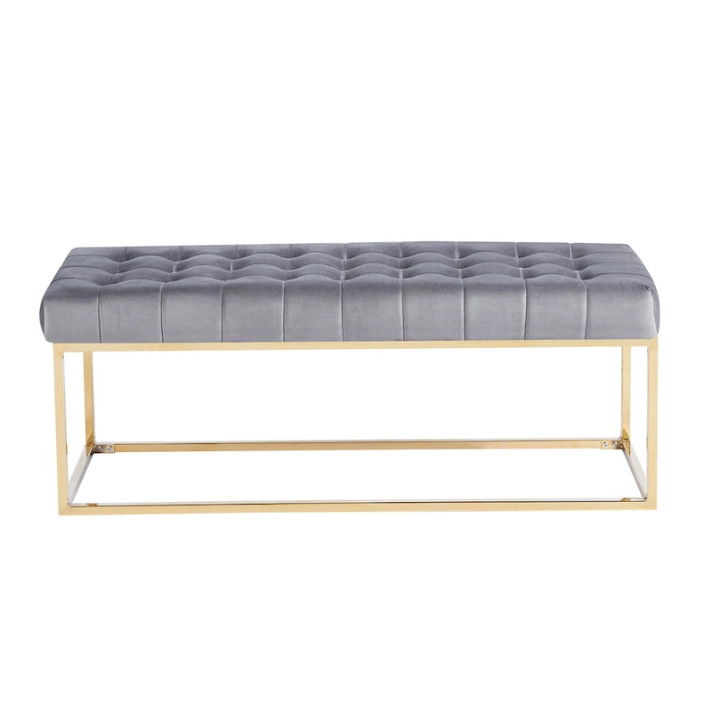 Porthos Home Wenn Tufted Velvet Bench with Gold Chrome Legs