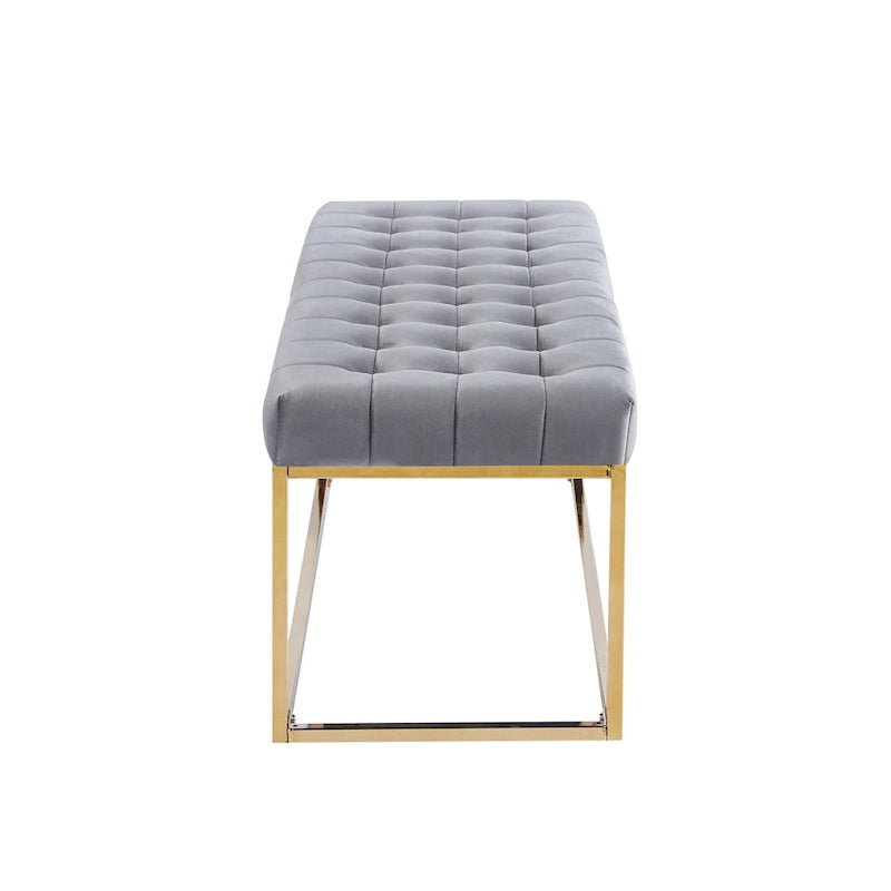 Porthos Home Wenn Tufted Velvet Bench with Gold Chrome Legs