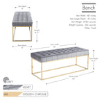 Porthos Home Wenn Tufted Velvet Bench with Gold Chrome Legs