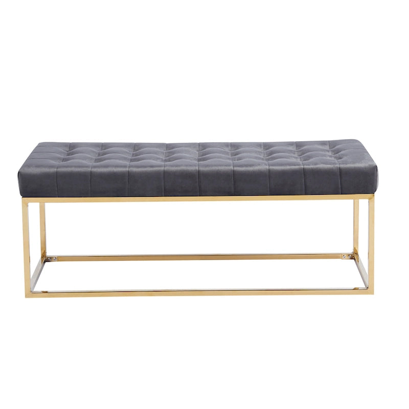 Porthos Home Wenn Tufted Velvet Bench with Gold Chrome Legs