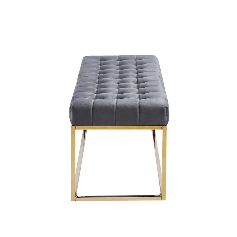 Porthos Home Wenn Tufted Velvet Bench with Gold Chrome Legs