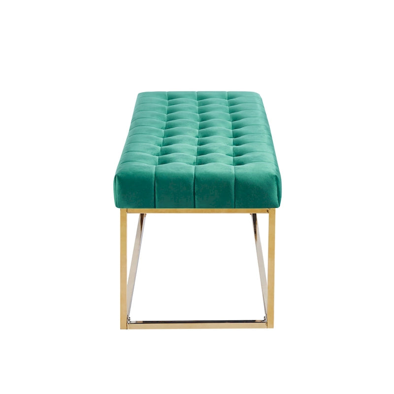 Porthos Home Wenn Tufted Velvet Bench with Gold Chrome Legs
