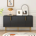 White 4-Door Sideboard with Gold Handles - 60 Inch