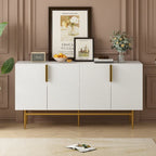 White 4-Door Sideboard with Gold Handles - 60 Inch