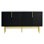 White 4-Door Sideboard with Gold Handles - 60 Inch