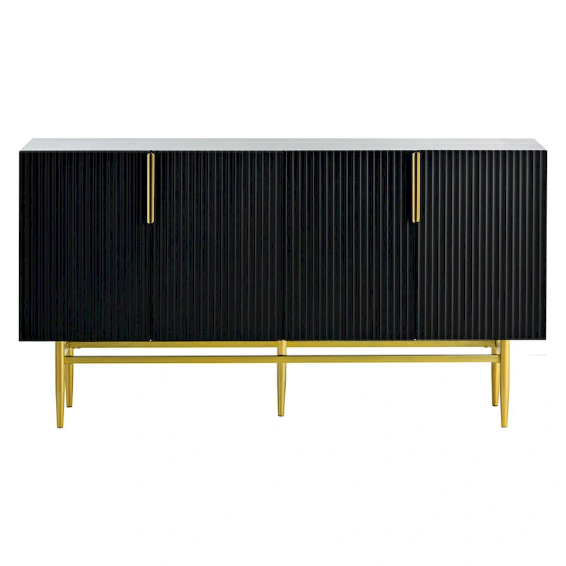 White 4-Door Sideboard with Gold Handles - 60 Inch