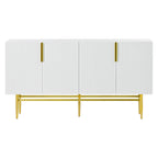 White 4-Door Sideboard with Gold Handles - 60 Inch