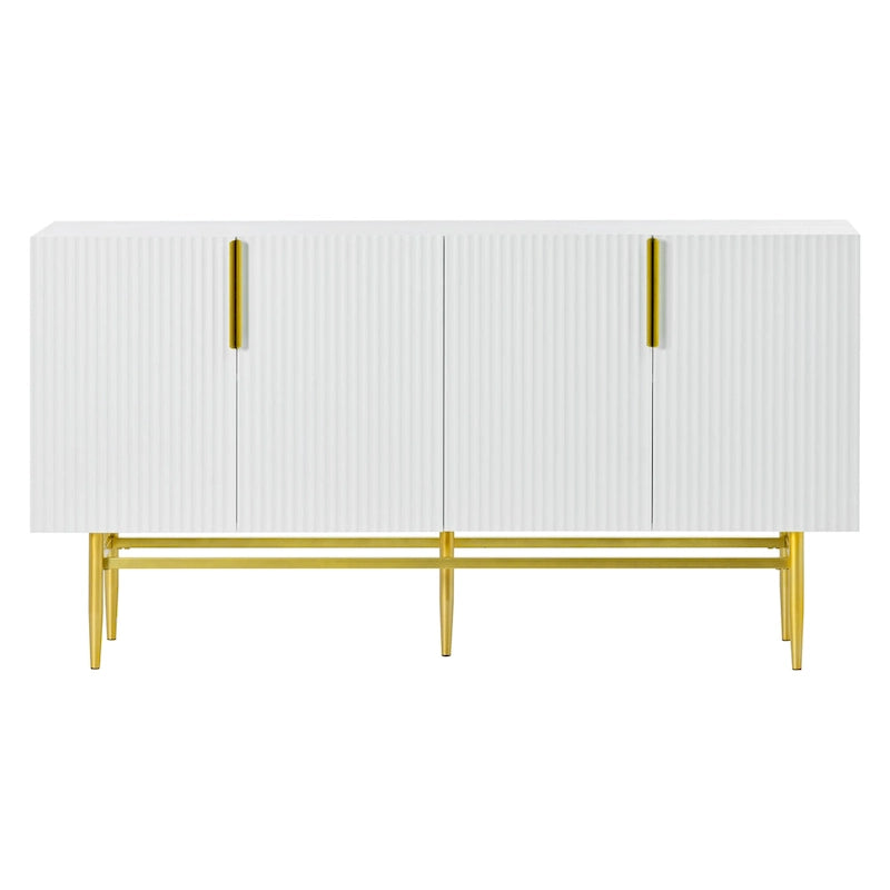 White 4-Door Sideboard with Gold Handles - 60 Inch